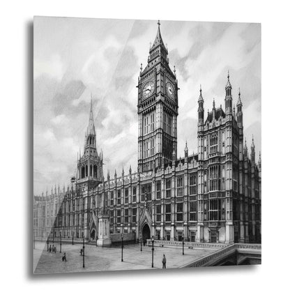 London Westminster Palace - Wandbild in der Stilrichtung einer Zeichnung